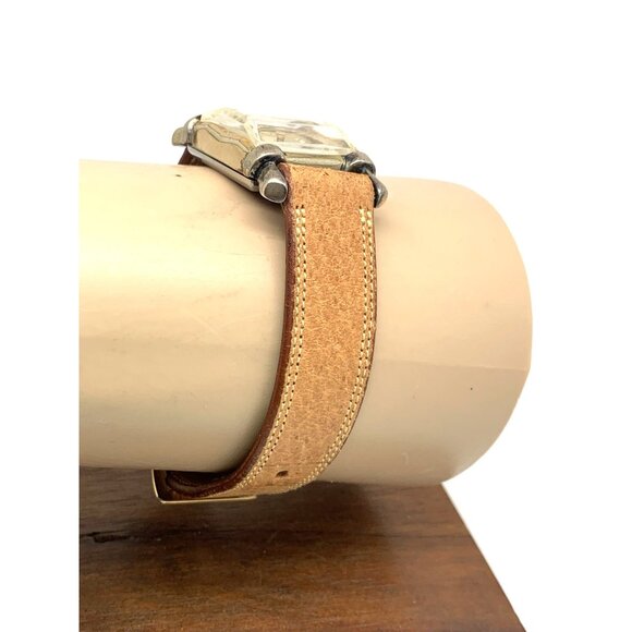 Gotham Suku Watch Swiss Mechanical Tank Vintage Gold Brown Leather Band 22mm - Picture 13 of 15